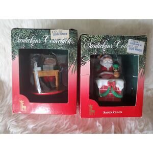 Lot Of 2 🎄 1991 Santakins Christmas Ornaments Santa Claus & Baldy New 🎅